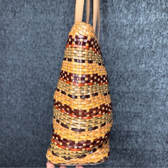 Fossil Woven Leather Y2K Mini Handbag Shoulder Bag‎ Basketweave Boho 75082 - Picture 3 of 9